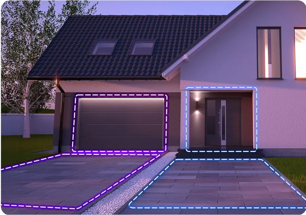 Exteriér – dům s venkovní kamerou a osvětlením
