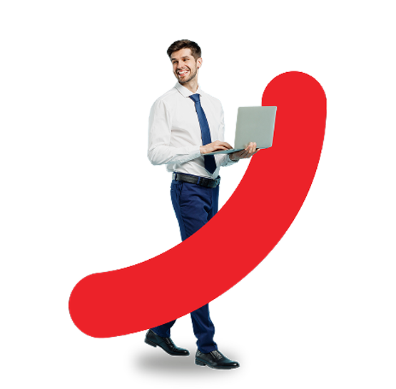 Ilustrativní obrázek muže s notebookem