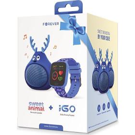 FOREVER Set hodinky iGo2 JW-150 Blue + repro Sweet Animals ABS-100
