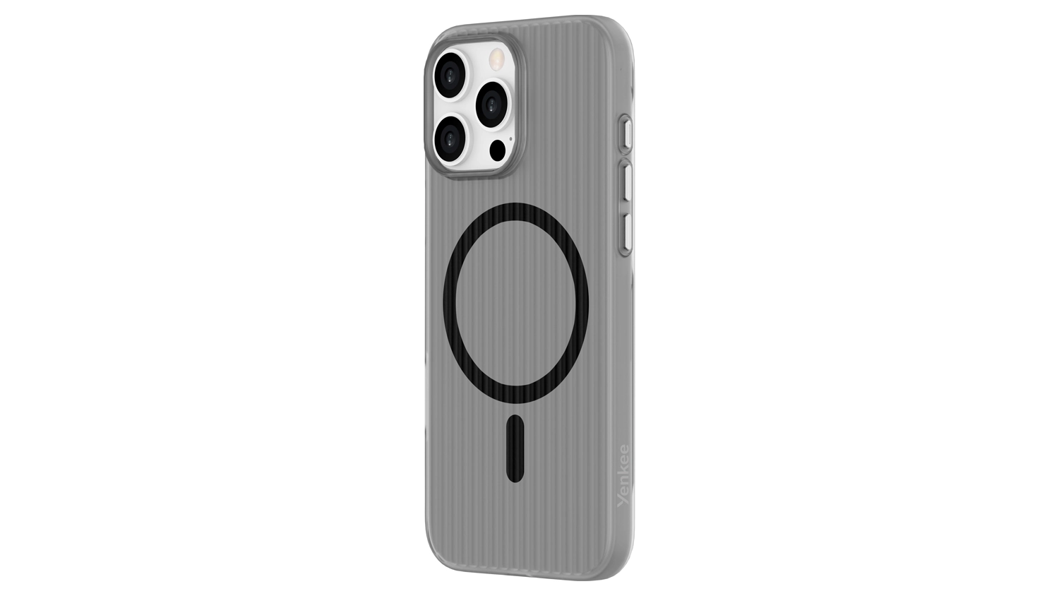 Ochrann&yacute; kryt Yenkee YCC MagSafe FR 02 pro iPhone 16 Pro FROSTED na b&iacute;l&eacute;m pozad&iacute; zobrazuj&iacute;c&iacute; celkov&yacute; design
