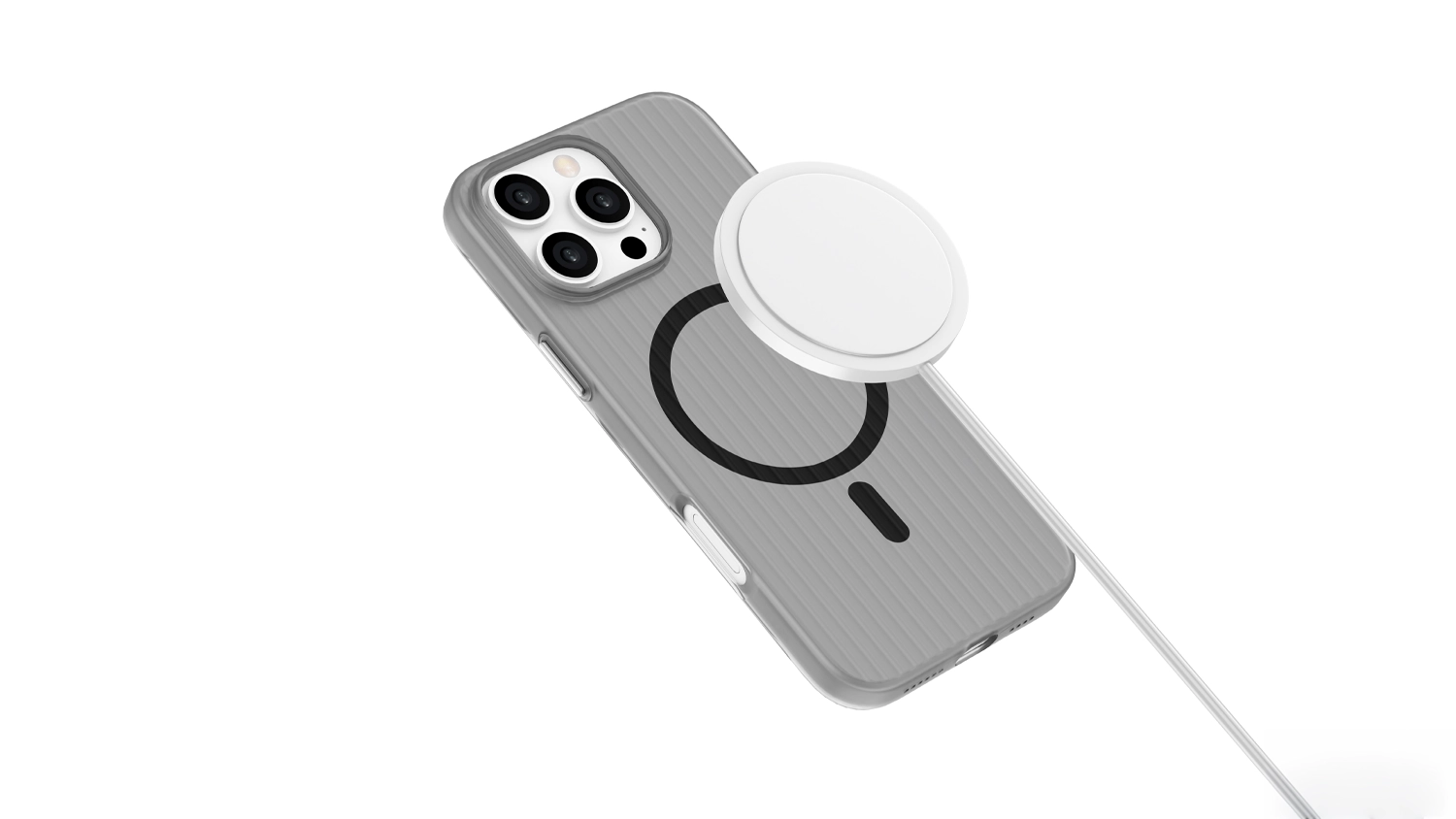 Ochrann&yacute; kryt Yenkee YCC MagSafe FR 02 pro iPhone 16 Pro FROSTED demonstruj&iacute;c&iacute; nab&iacute;jen&iacute; telefonu pomoc&iacute; MagSafe