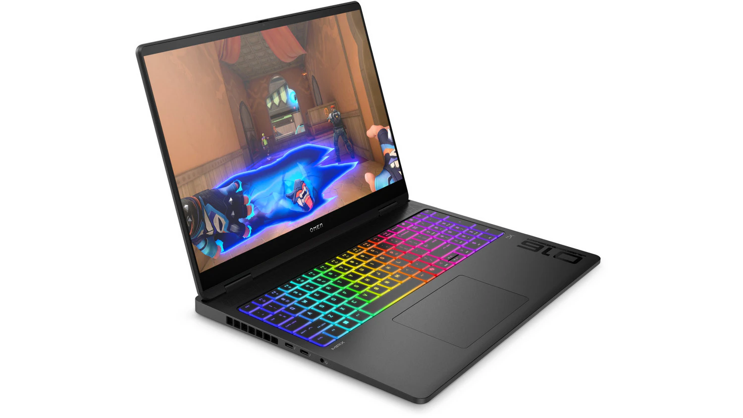 Herný notebook HP OMEN MAX 16-ak0002nc čierny (C2FF2EA) pohľad šikmo spredu
