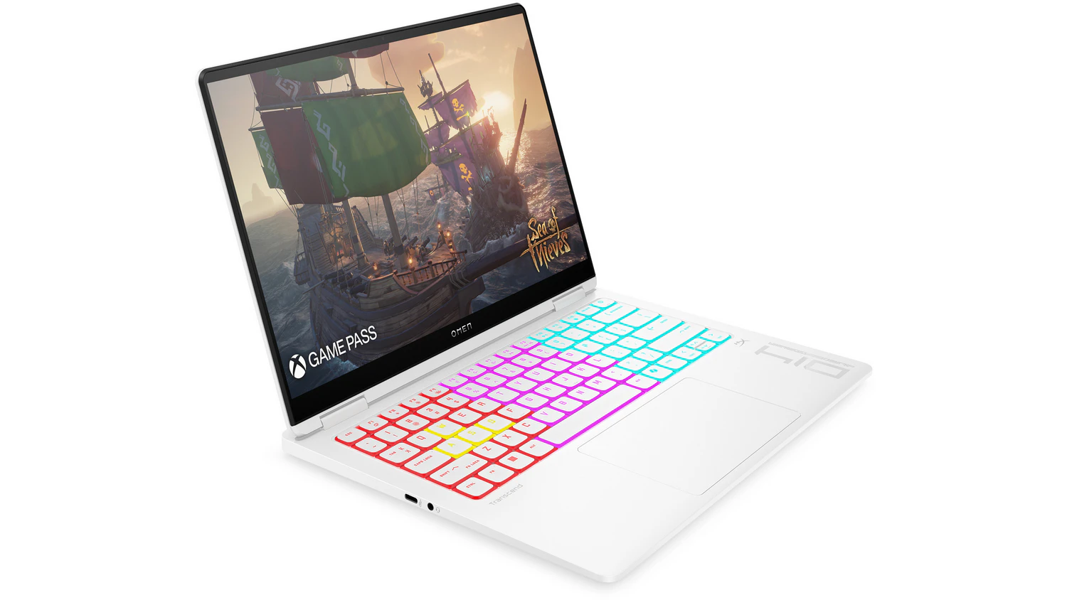 Notebook HP OMEN TRANSCEND 14-fb1072nc biely (C2FD0EA) pohľad &scaron;ikmo spredu