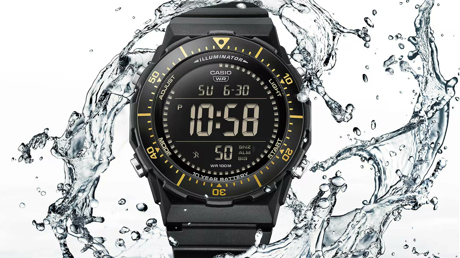 Striekaj&uacute;ca voda n&aacute;ramkov&eacute; hodinky Casio AE-1700H-1BVEF