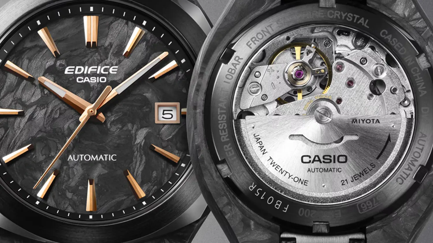 Detail ciferníku a strojku pánských náramkových hodinek Casio EFK-200XPB-1AER