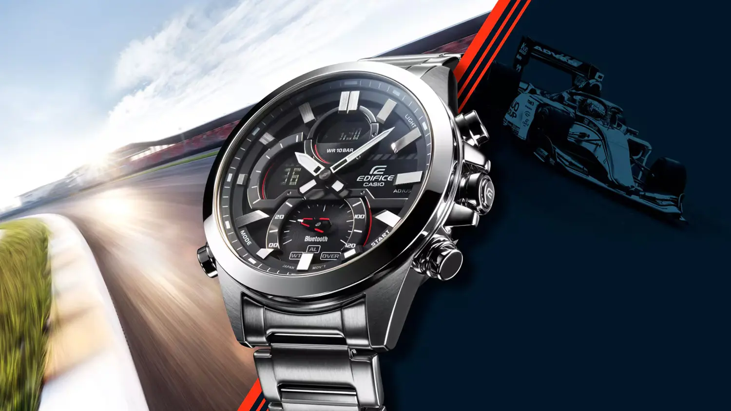 Hodinky Casio z radu EDIFICE s pretekárskou dráhou v pozadí