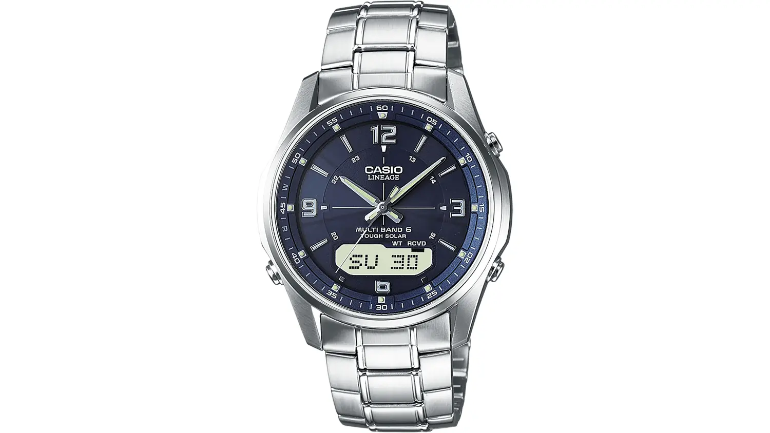 Předn&iacute; strana p&aacute;nsk&yacute;ch hodinek Casio LCW-M100DSE-2AER