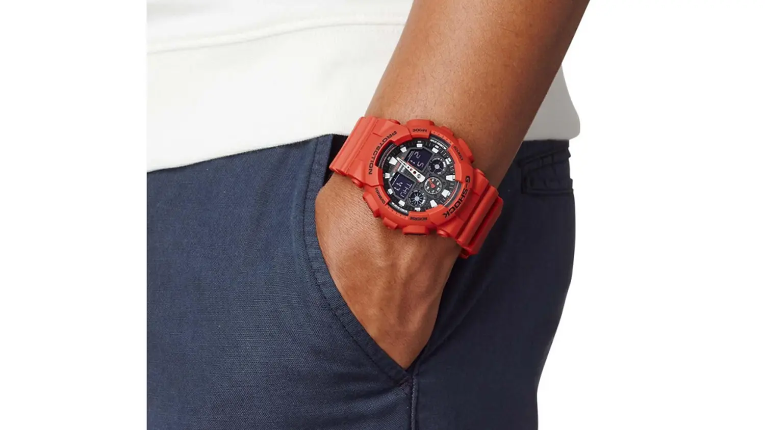 Položen&eacute; n&aacute;ramkov&eacute; hodinky Casio G-SHOCK GA-100B-4AER