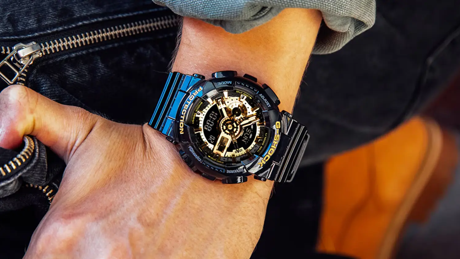 Pánské hodinky Casio GA-110GB-1AER G-SHOCK na ruce