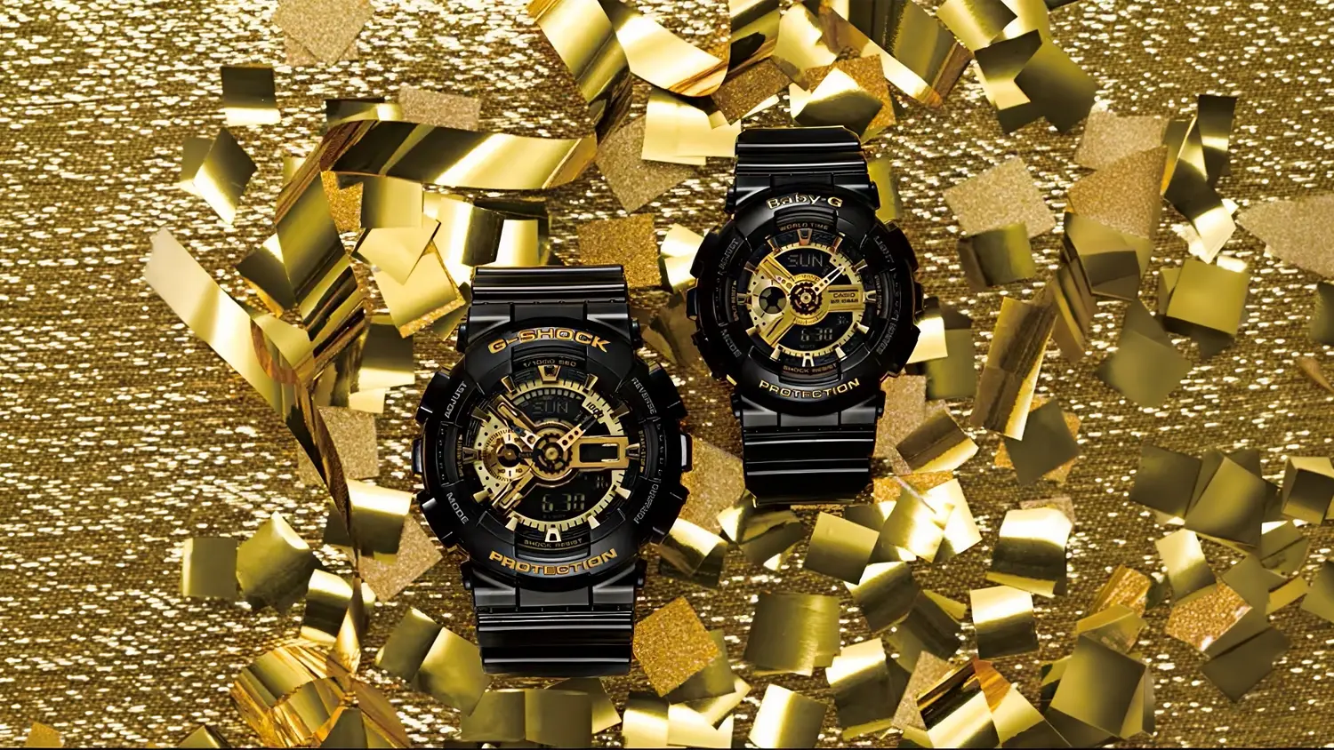 Pánské náramkové hodinky Casio GA-110GB-1AER G-SHOCK na zlatém pozadí