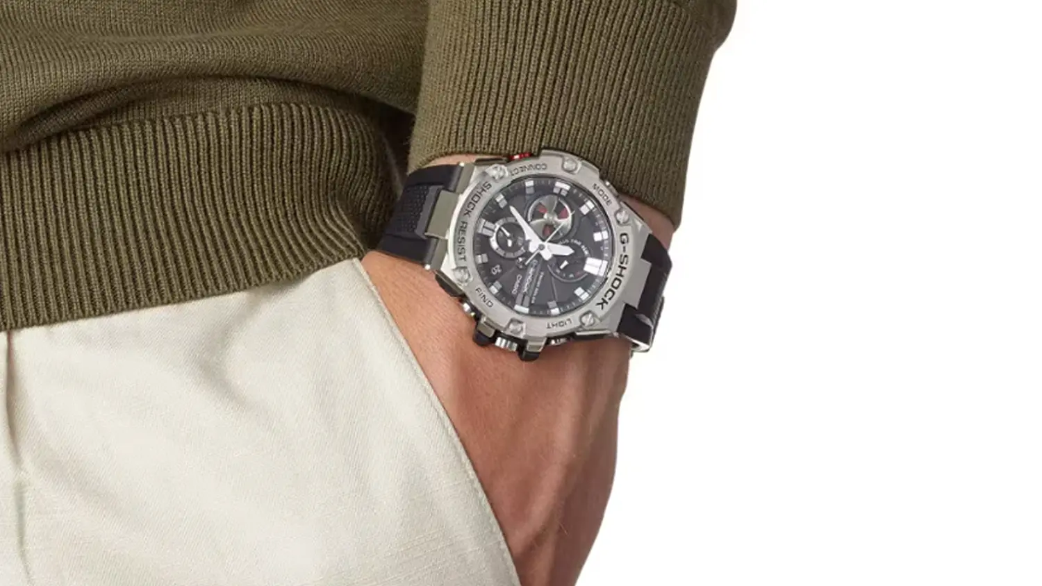 Pánske náramkové hodinky Casio GST-B100-1AER G-SHOCK na ruke