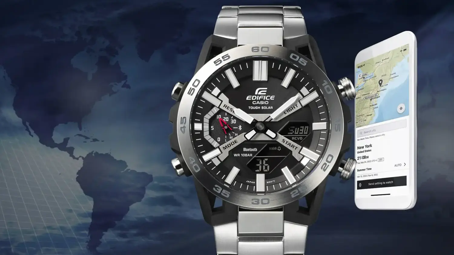 Položen&eacute; n&aacute;ramkov&eacute; hodinky Casio EDIFICE ECB-2000D-1AEF