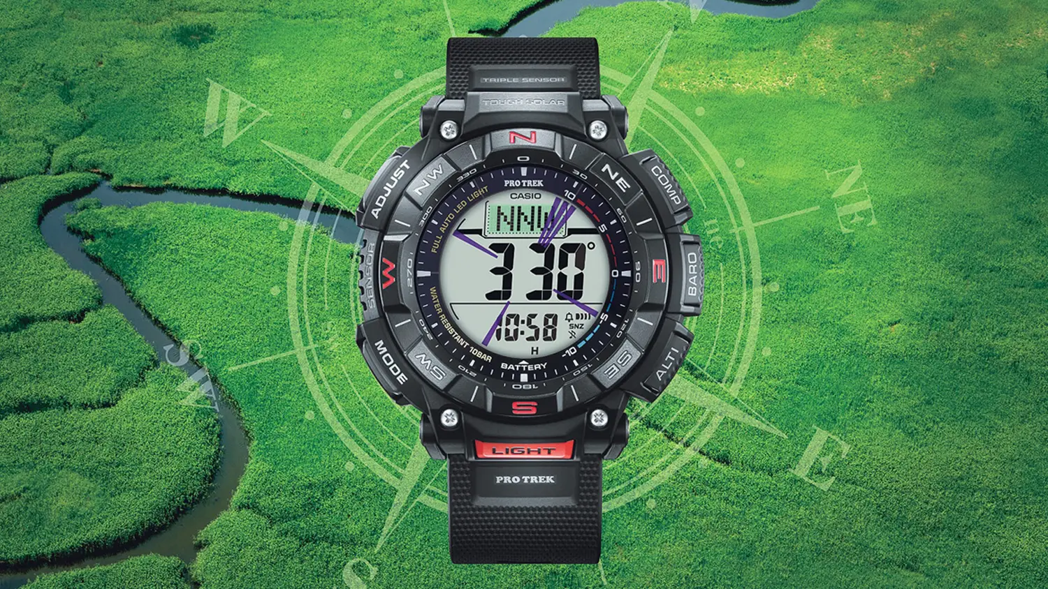 Hodinky Casio PRO TREK PRG-340-1ER jako kompas v přírodě