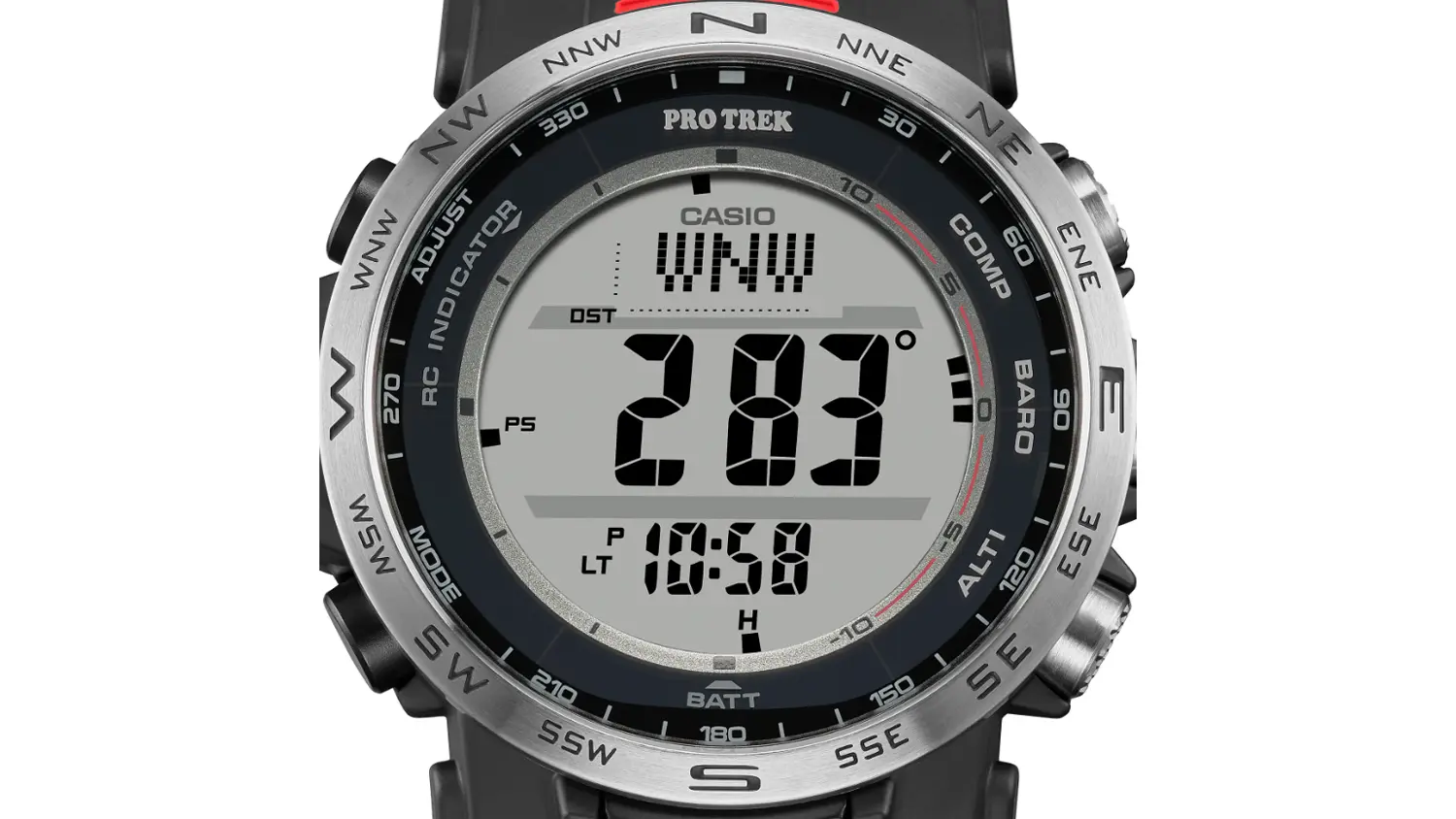 Tlačidlá na meranie na puzdre hodiniek Casio PRW-35-1AER