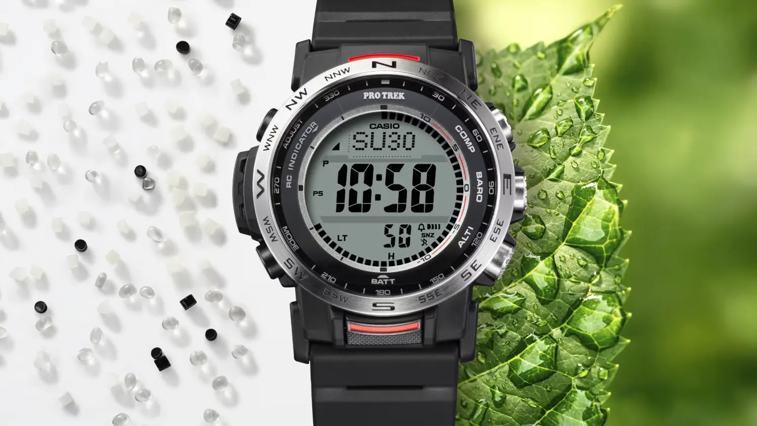 Hodinky Casio PRW-35-1AER s pozadím evokujúcim bioživicu
