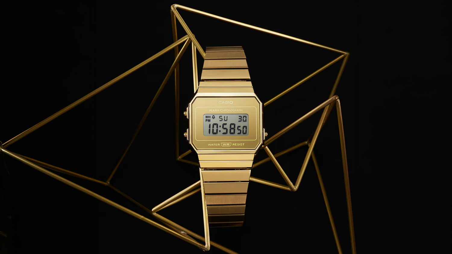 Náramkové hodinky Casio A700WEVG-9AEF (007) s vizualizací zlatých čar