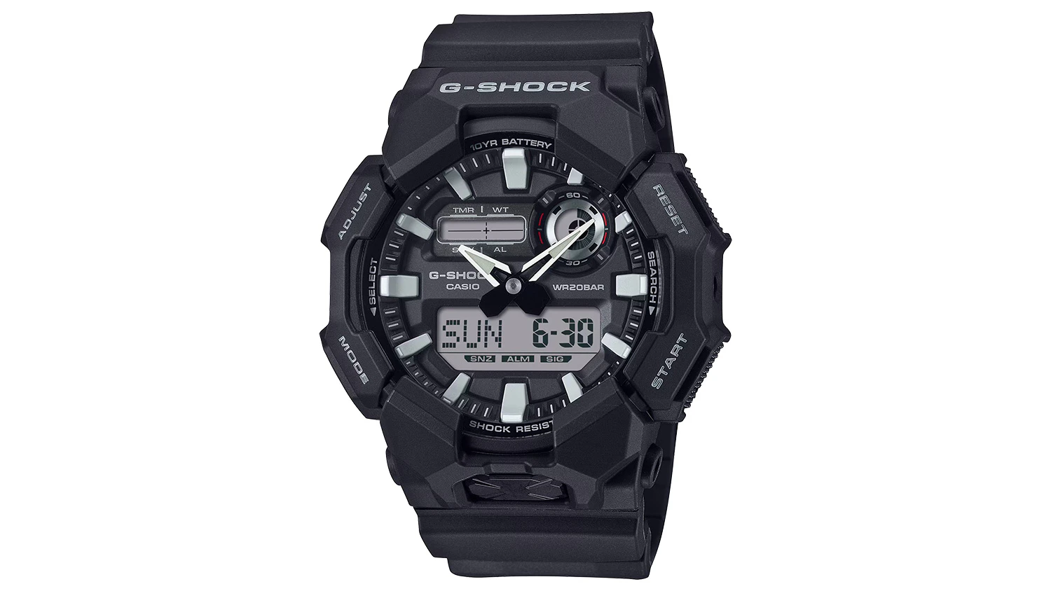 P&aacute;nske hodinky Casio GA-010-1AER G-SHOCK pohľad z predu
