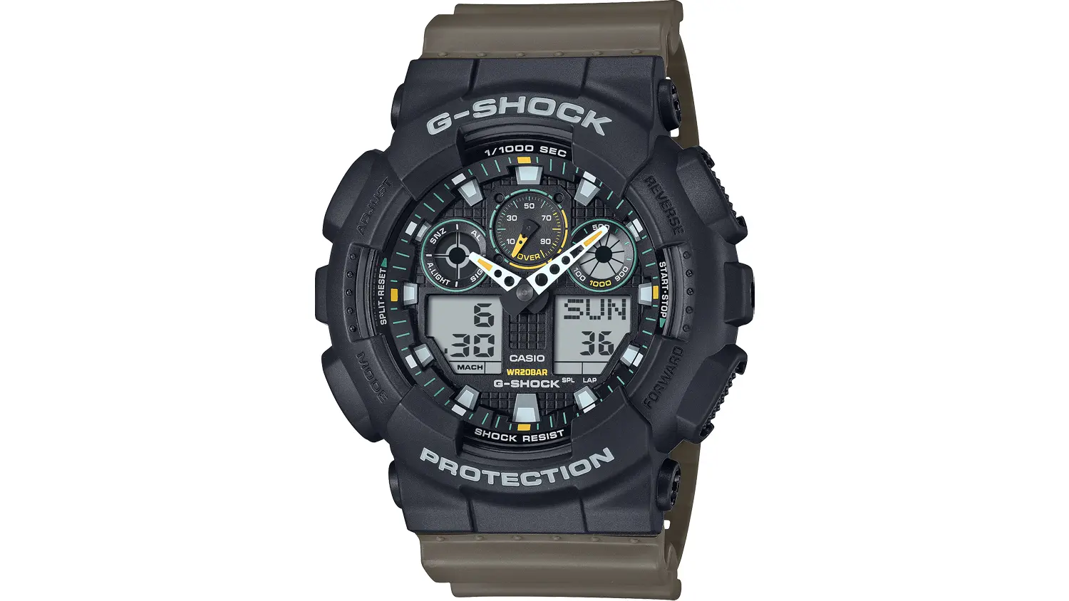 Přední strana hodinek Casio G-SHOCK GA-100TU-1A3ER