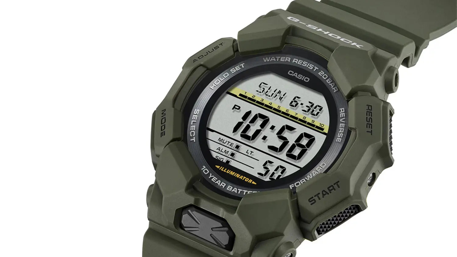 N&aacute;ramkov&eacute; hodinky Casio GD-010-3ER pohľad zo strany