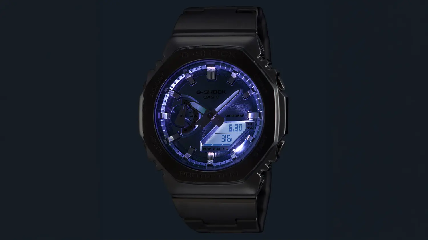 LED osvetlenie hodiniek Casio GM-2110D-3AER G-SHOCK