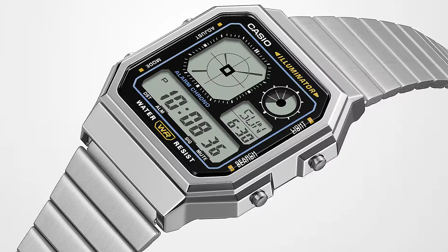 Náramkové hodinky Casio A130WE-7AEF CASIO (415) detail ciferníku