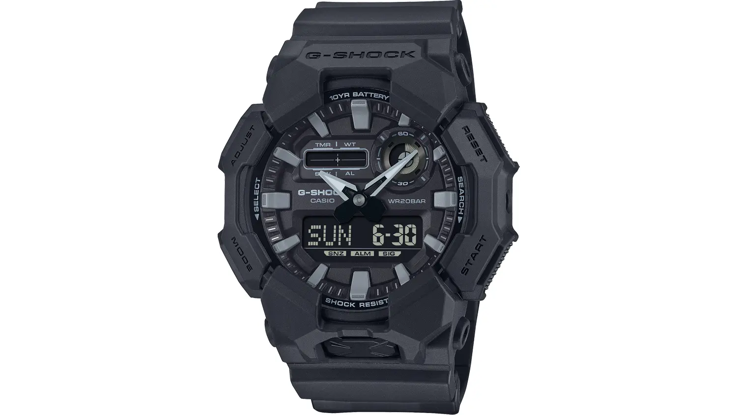 Pohľad spredu na hodinky Casio G-SHOCK GA-010-1A1ER