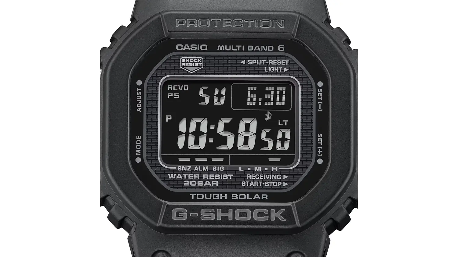 Podsvieten&yacute; displej p&aacute;nskych n&aacute;ramkov&yacute;ch hodiniek Casio GW-5000HS-1ER G-SHOCK