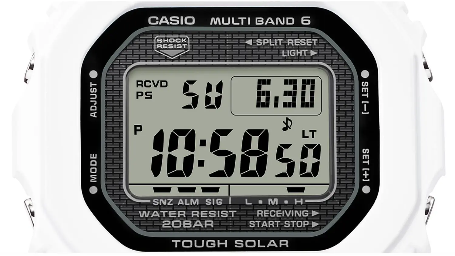 P&aacute;nske n&aacute;ramkov&eacute; hodinky Casio GW-5000HS-7ER G-SHOCK &ndash; detail displeja