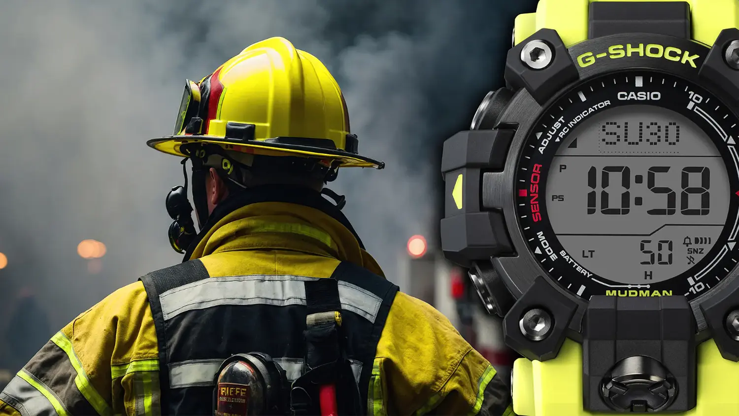 Hodinky Casio GW-9500MRY-1A9ER G-SHOCK s mužom zo záchrannej zložky