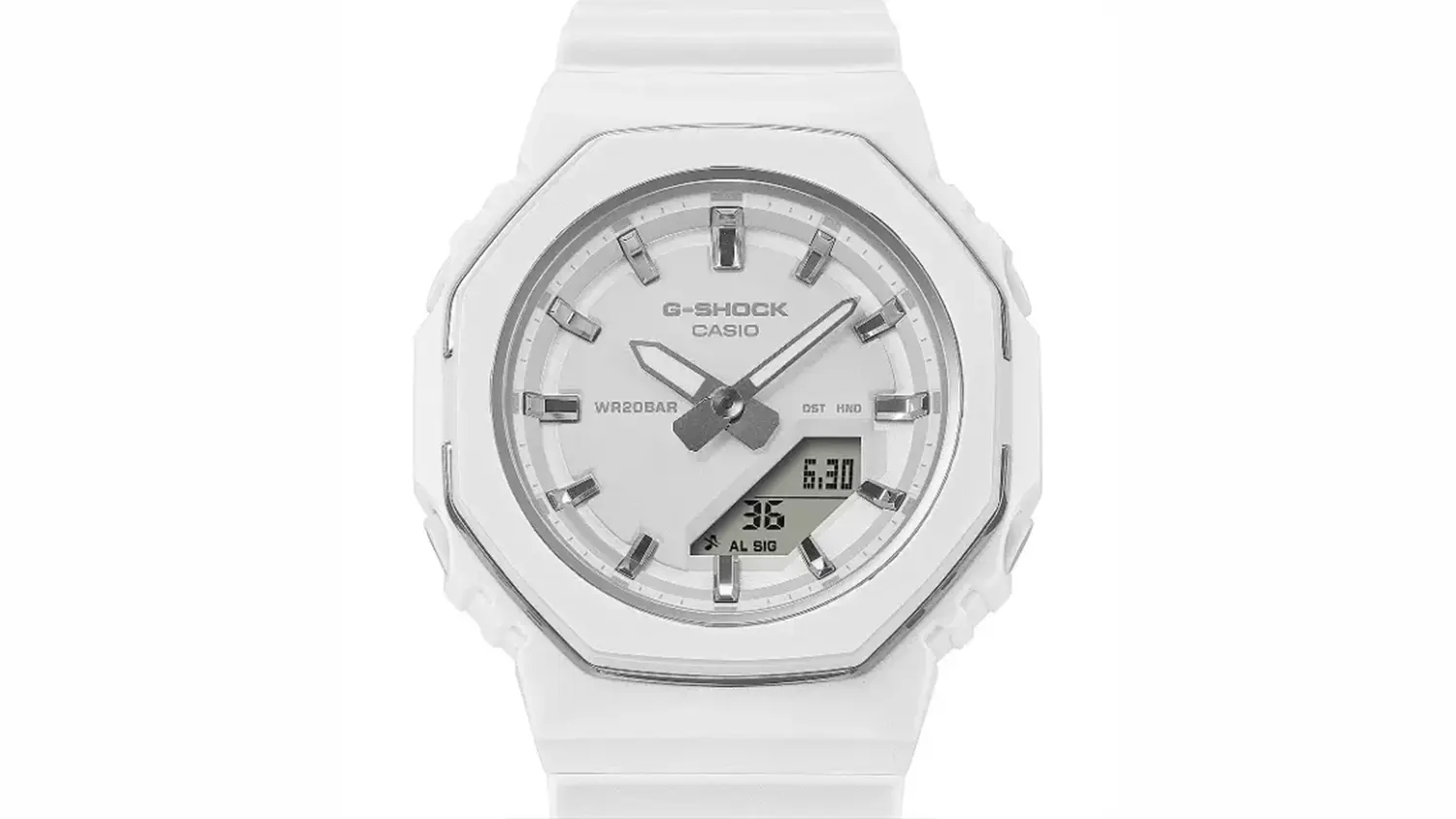 Bočný detailný pohľad na ciferník hodiniek Casio