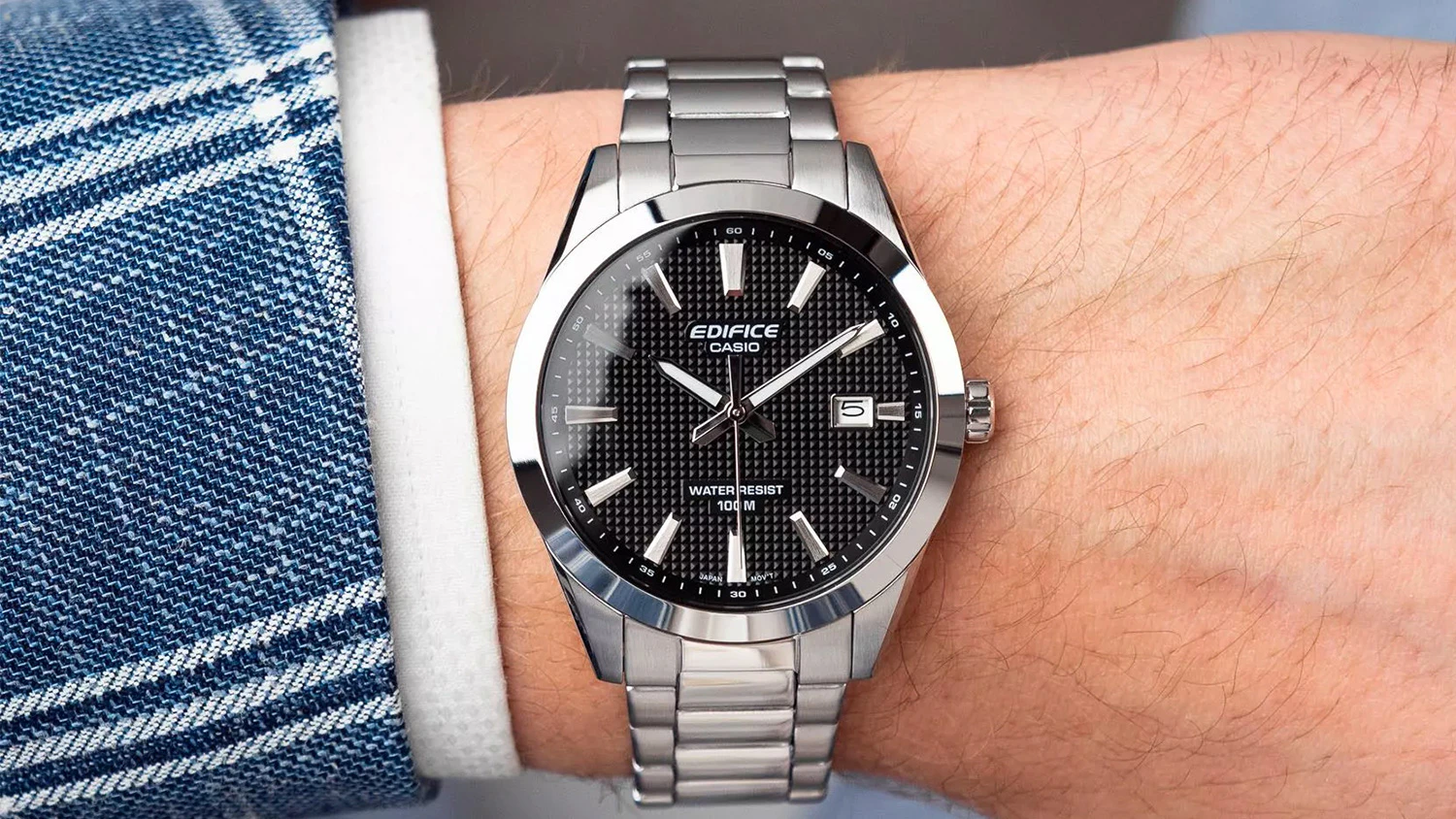 N&aacute;ramkov&eacute; hodinky Casio EFV-160D-1AVEF na z&aacute;p&auml;st&iacute;