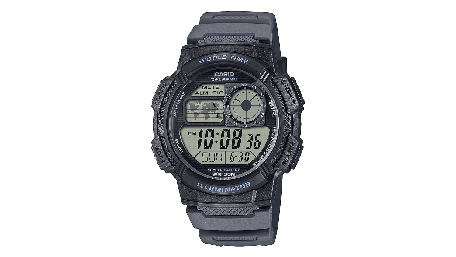 P&aacute;nsk&eacute; n&aacute;ramkov&eacute; hodinky Casio AE-1000W-8AVEF čierne pohľad zhora