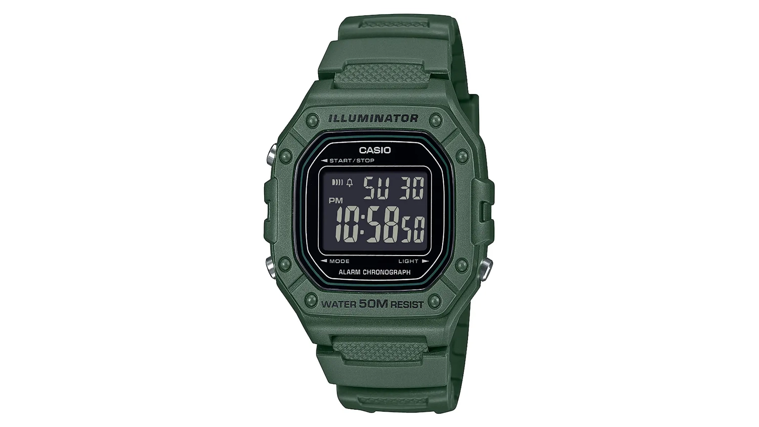 N&aacute;ramkov&eacute; hodinky Casio W-218H-3BVEF zelen&eacute; pohľad zhora