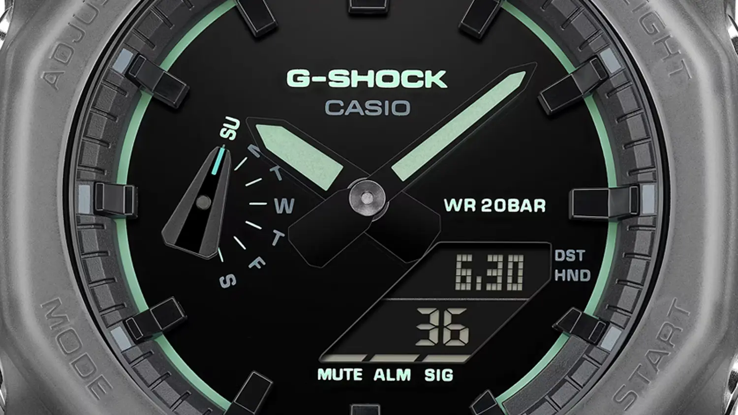 Detail ciferníku pánských hodinek Casio GA-2100K-1AER G-SHOCK