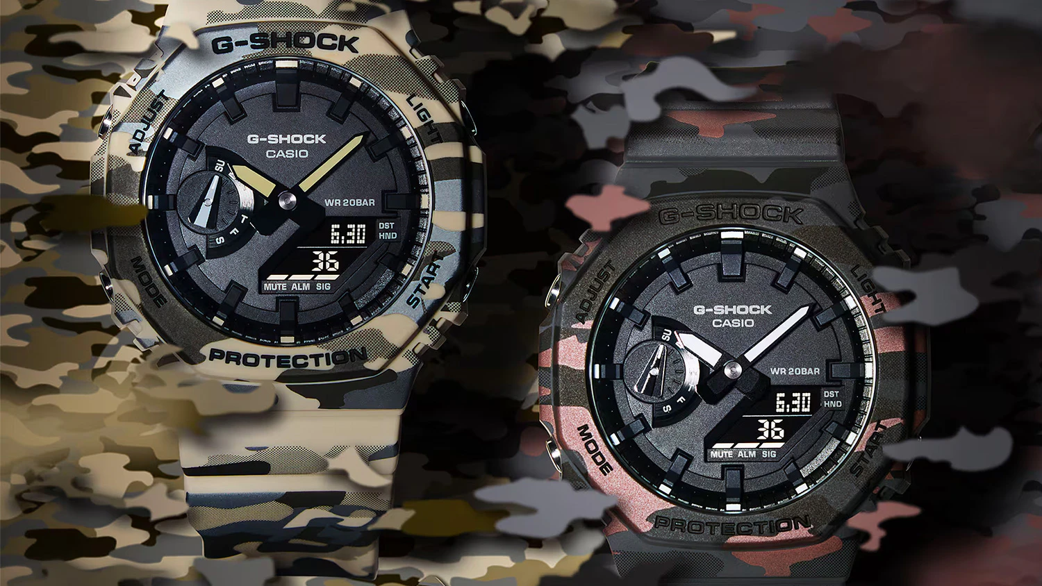 Dvoje pánské hodinky Casio G-SHOCK GA-2100CM-5AER maskáčové