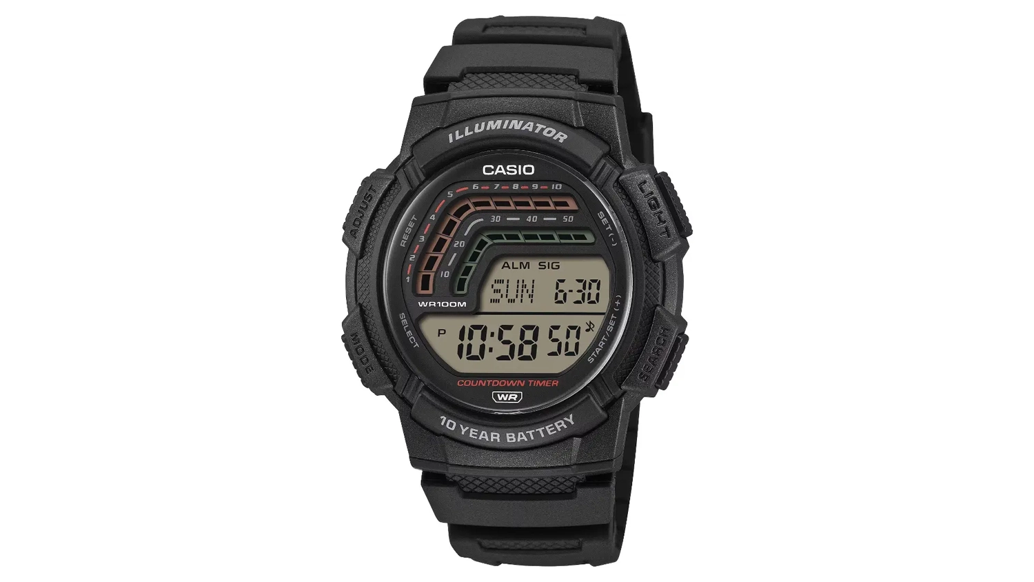 Pánské náramkové hodinky Casio WS-1800-1AVEF čierne pohľad zpredu