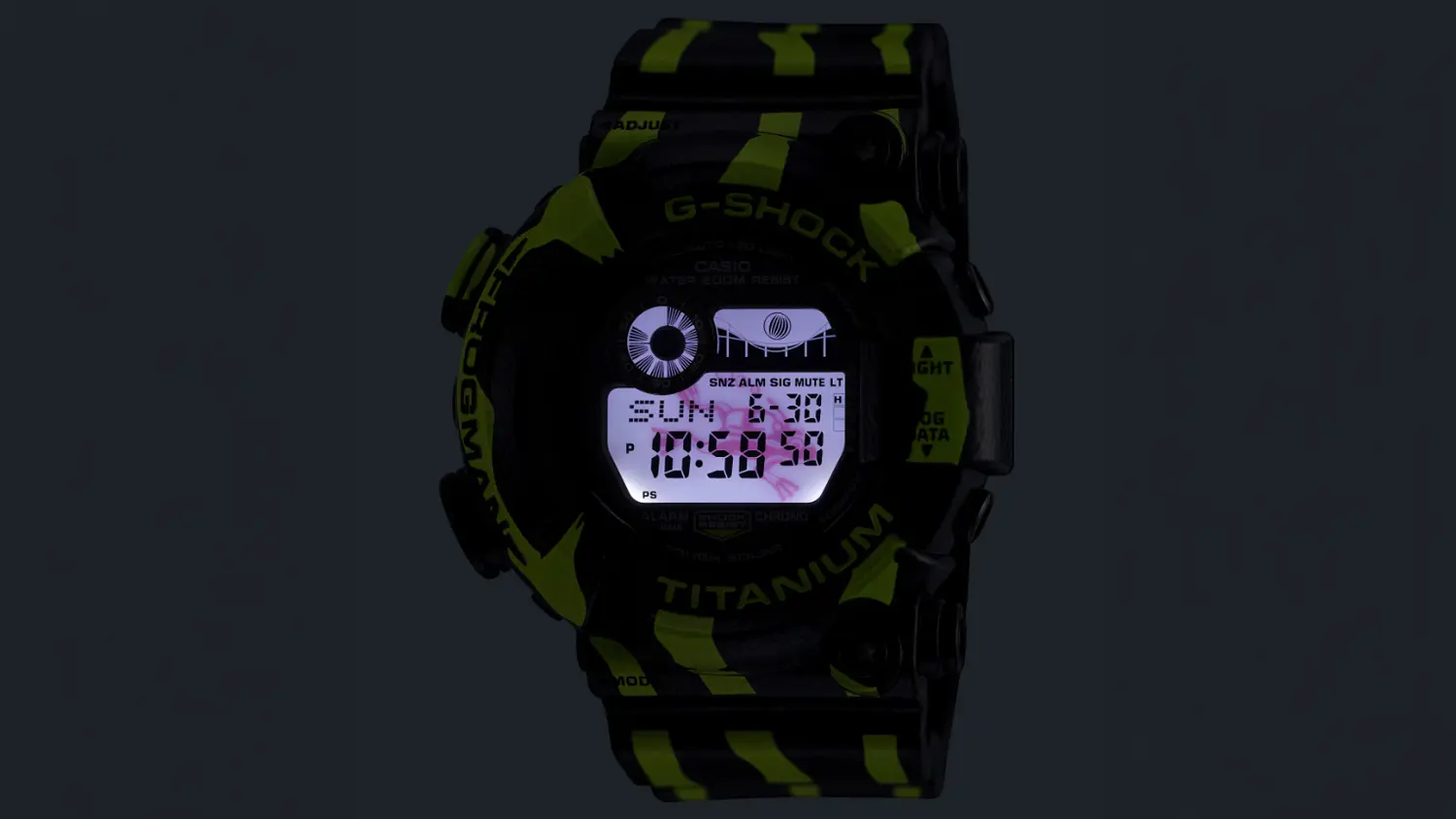 P&aacute;nske n&aacute;ramkov&eacute; hodinky Casio GW-8200TPF-1ER G-SHOCK s&nbsp;LED osvetlen&iacute;m displeja
