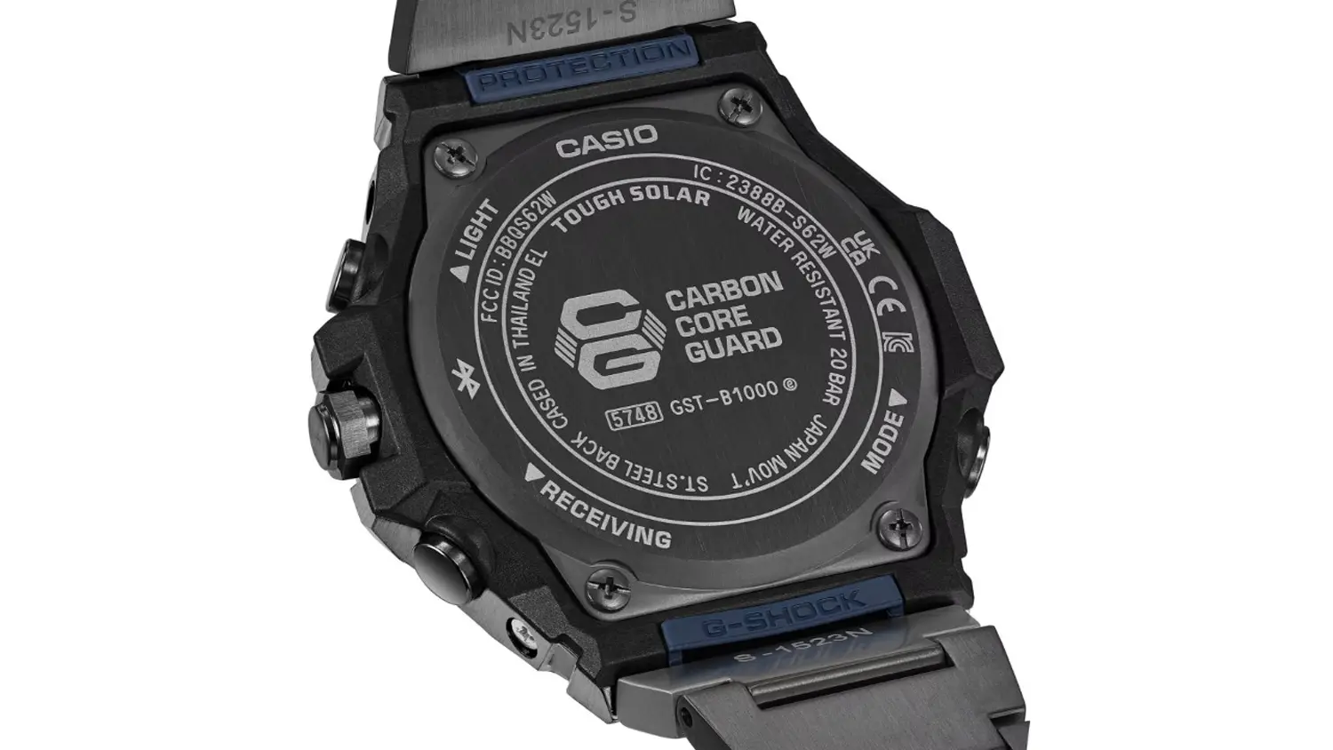 Pánske hodinky Casio GST-B1000BD-2AER z pohľadu zozadu.
