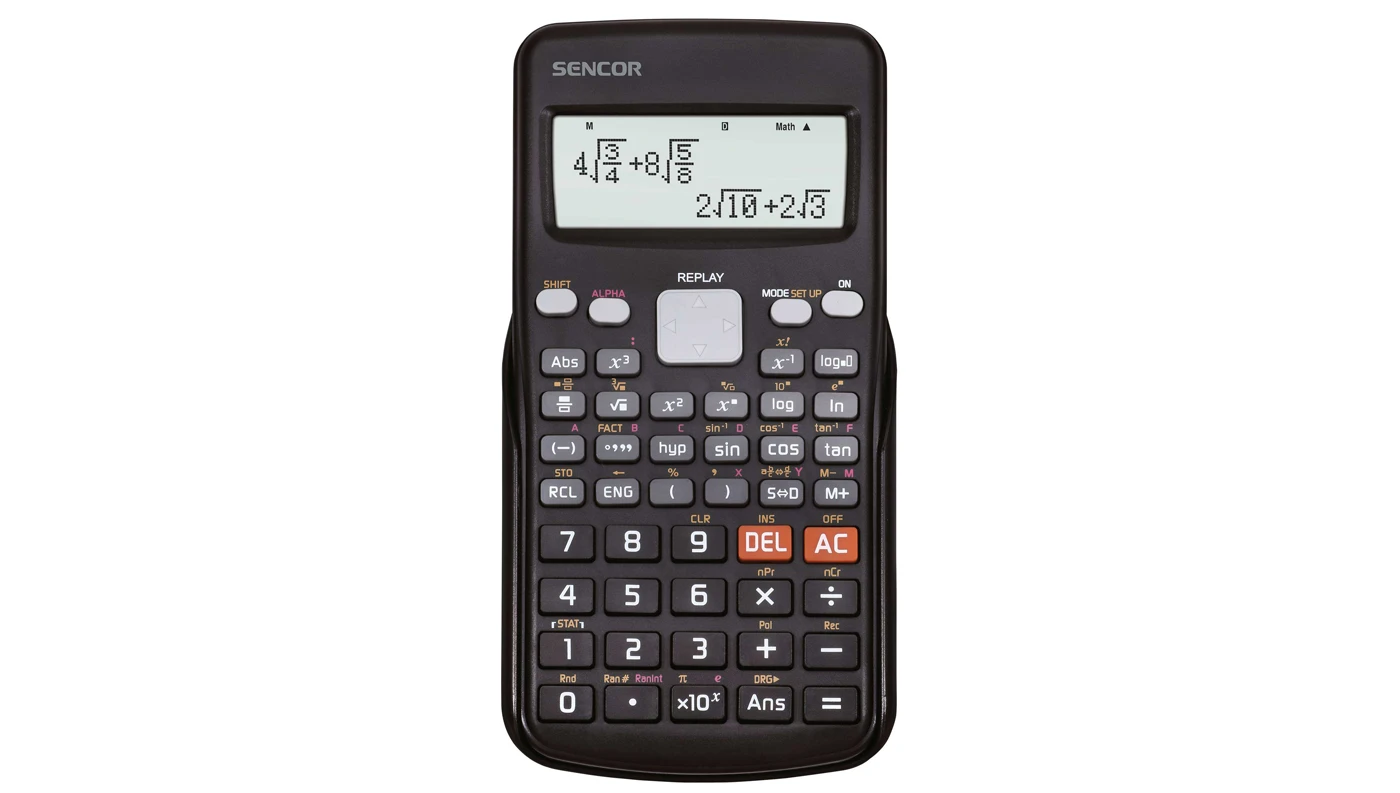 Černá vědecká kalkulačka SENCOR SEC 190 s LCD displejem a matematickými funkcemi