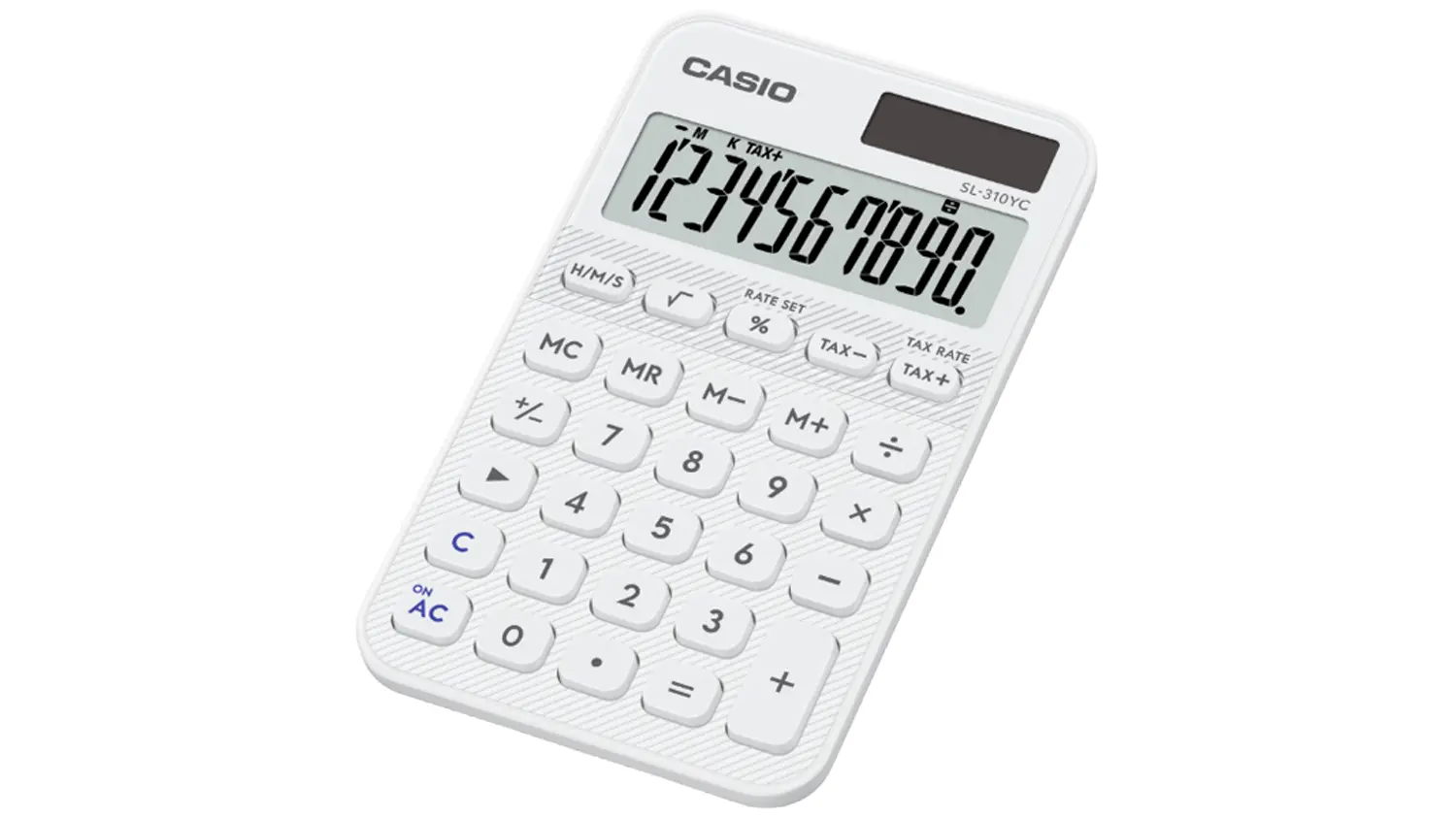 Vrecková kalkulačka Casio SL 310 YC WE biela z pravého uhla