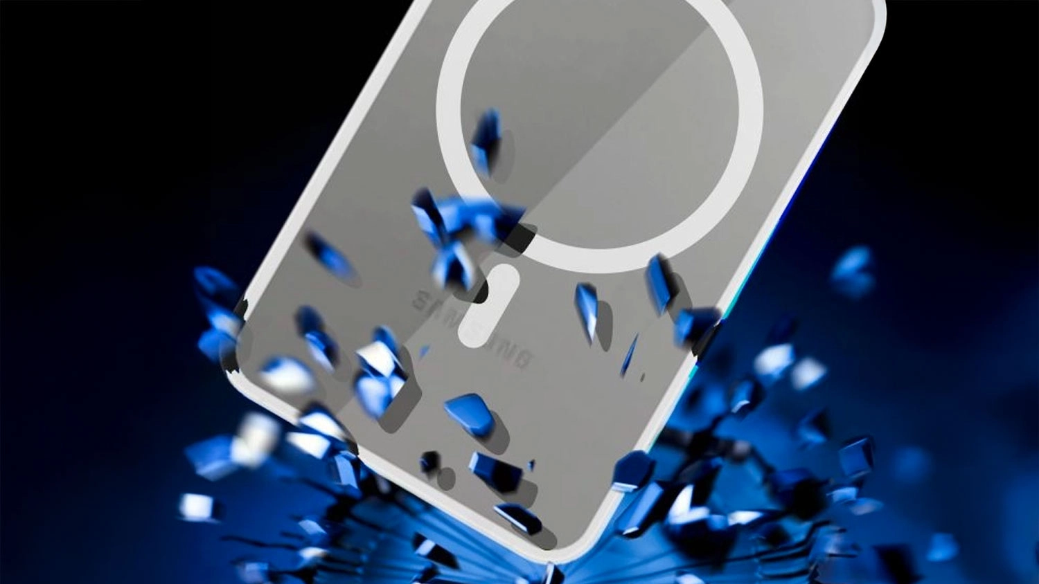 Průhledný zadní kryt 3MK Clear Case na telefonu při pádu