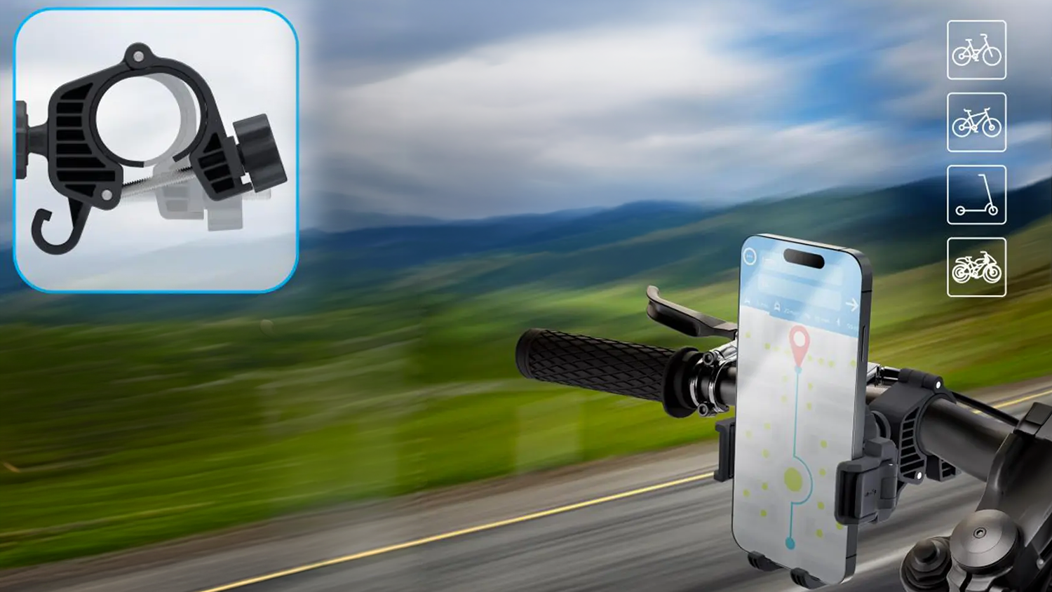 Držák na telefon 3mk Bike Holder Damper Pro s vizualizací uchycení