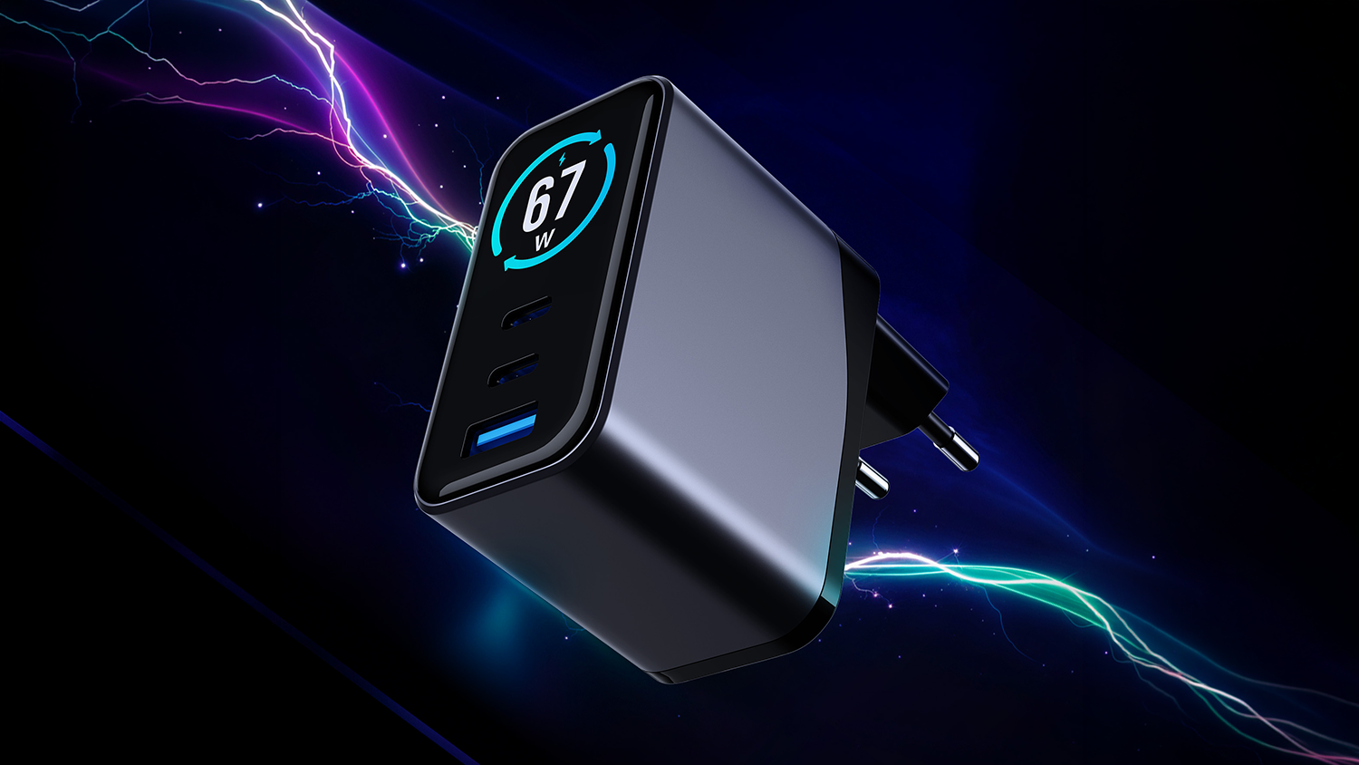 Nab&iacute;jec&iacute; adapt&eacute;r 3MK InCharge Lumin 67W s vizualizac&iacute; energie