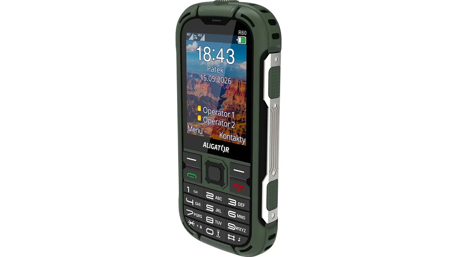 Odolný mobilní telefon ALIGATOR R60 4G eXtremo, zelený