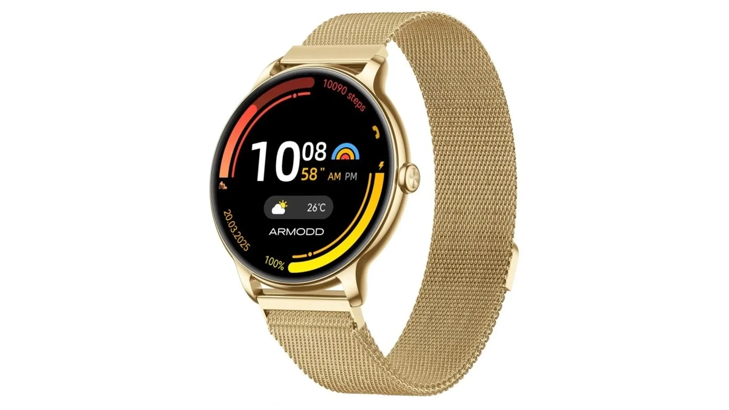 Smart hodinky Armodd Slim Gold Metal boční pohled