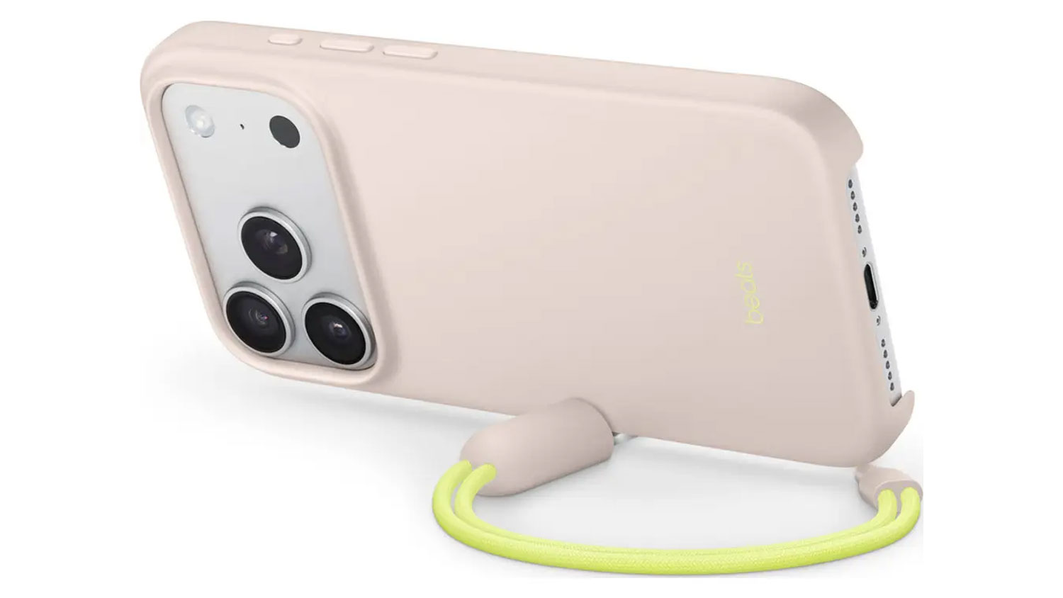 Kryt na mobil BEATS iPhone 17 Pro Kickstand Case MS + Camera Control Lime Stone jako stojánek.