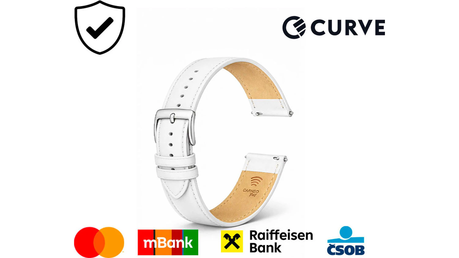 Platebn&iacute; řem&iacute;nek Carneo s logy bank