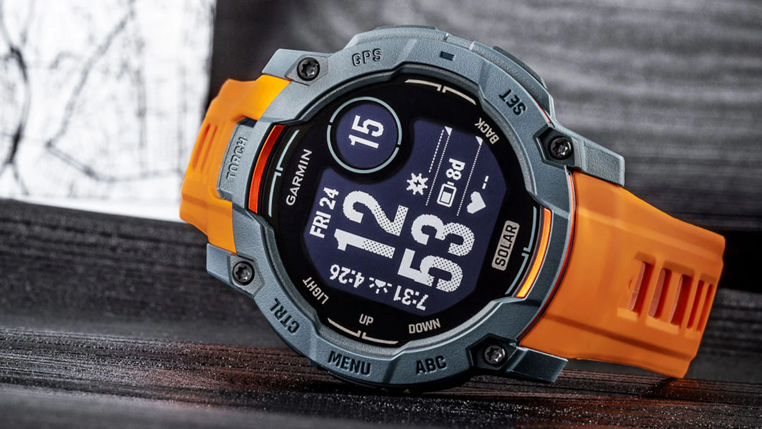 Hodinky Garmin Instinct 3 na čern&eacute;m dřevě
