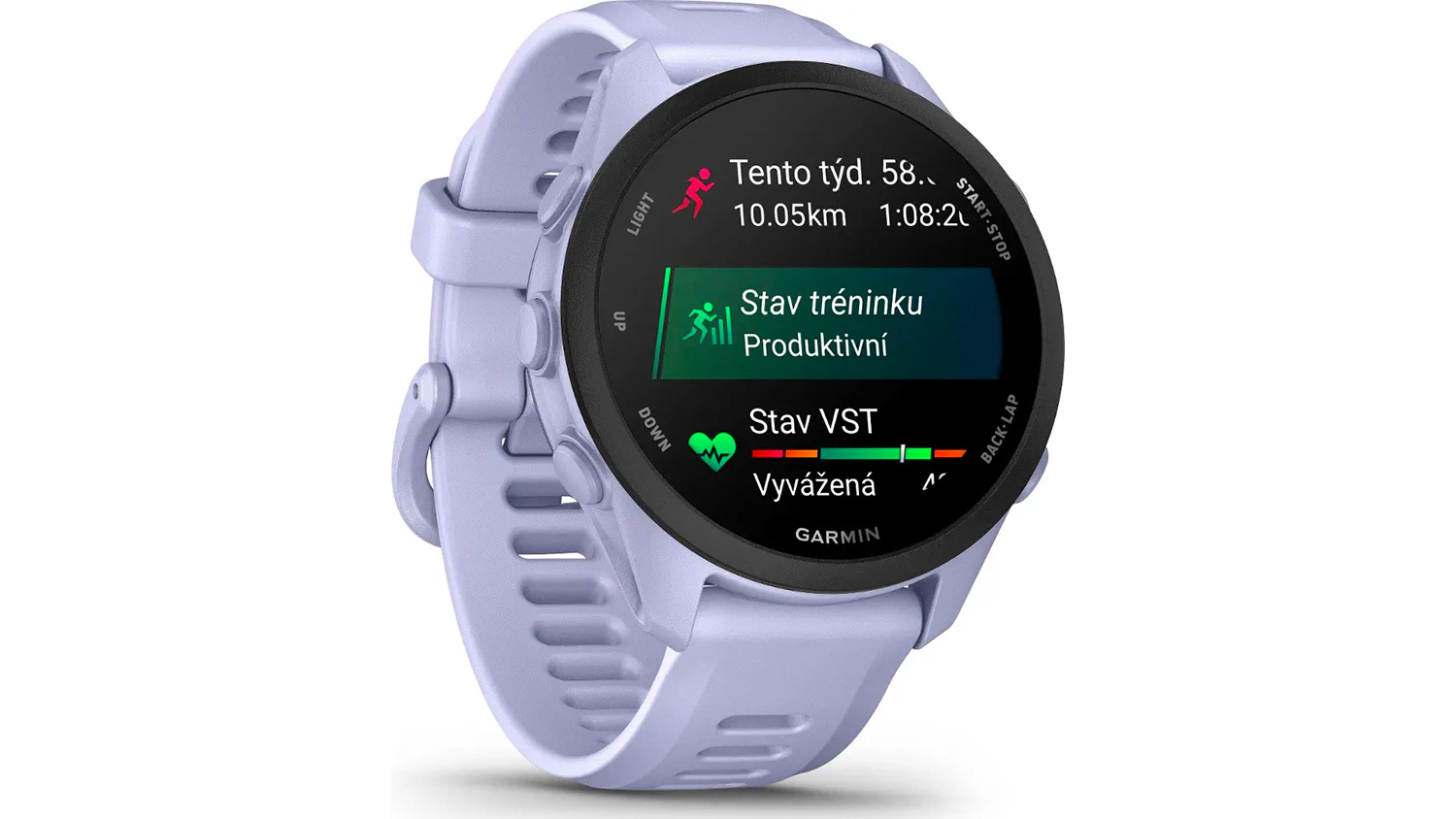 Smart hodinky Garmin Forerunner 70 Cool Lavender se zobrazením stavu tréninku
