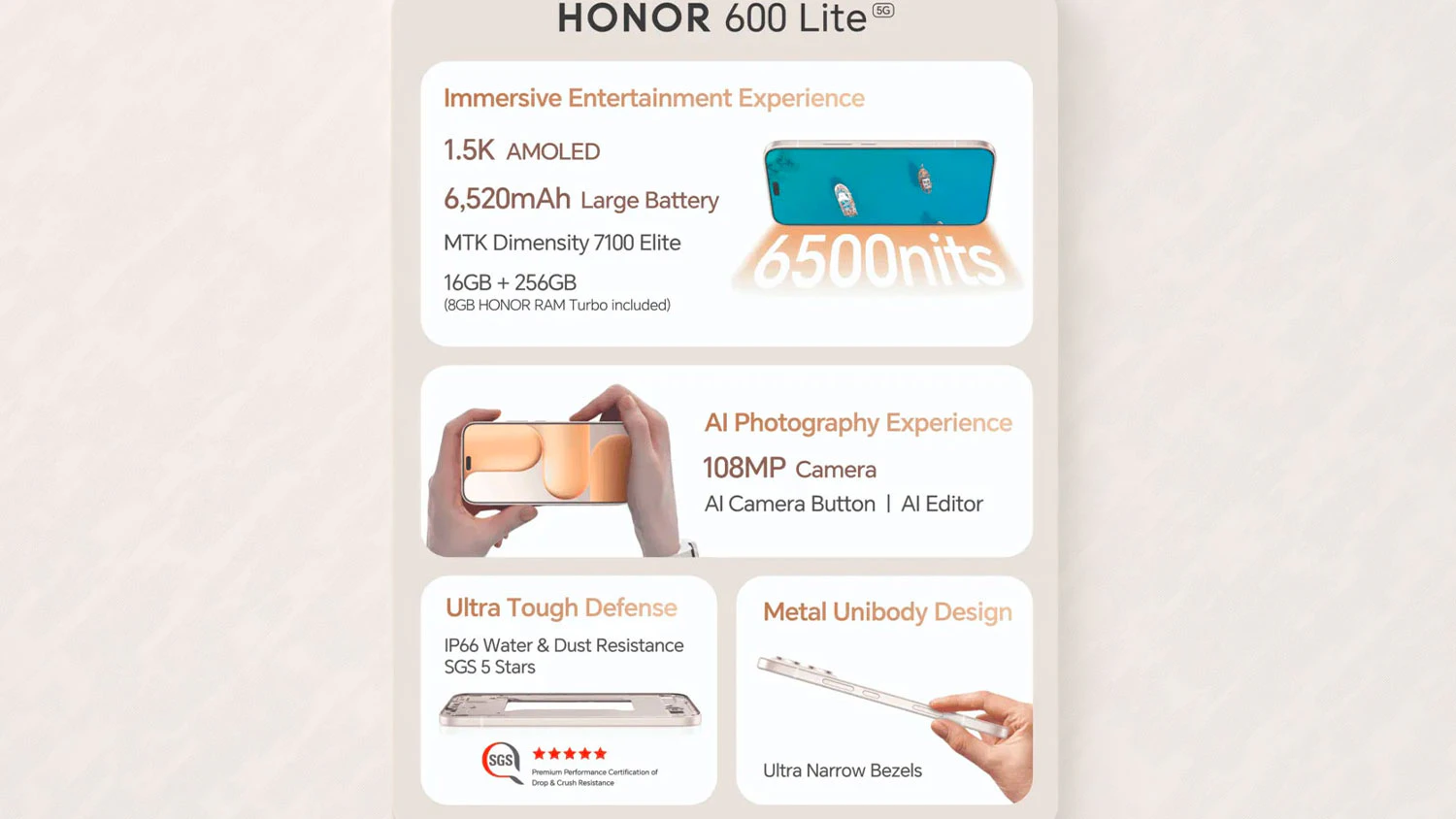 Mobilní telefon HONOR 600 Lite 8/256GB popis funkcí
